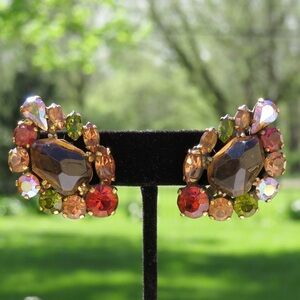 Vintage Weiss gammatic rhinestone clip on earrings India inspired collection